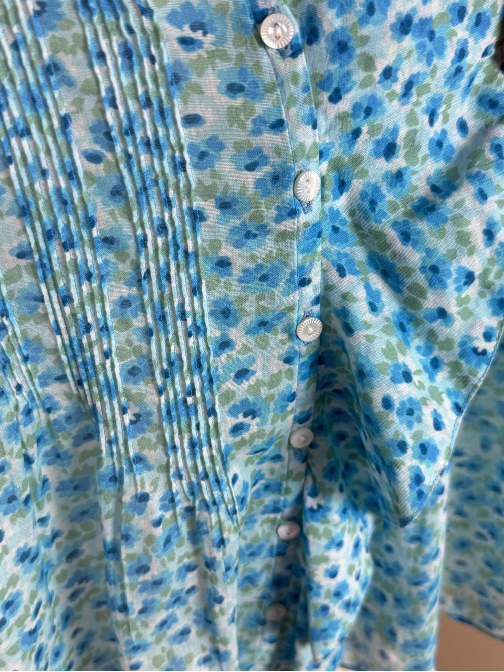 DÔEN Henri Bleu Daisy Fields Organic Cotton Voile Blouse XS - Picture 9 of 13
